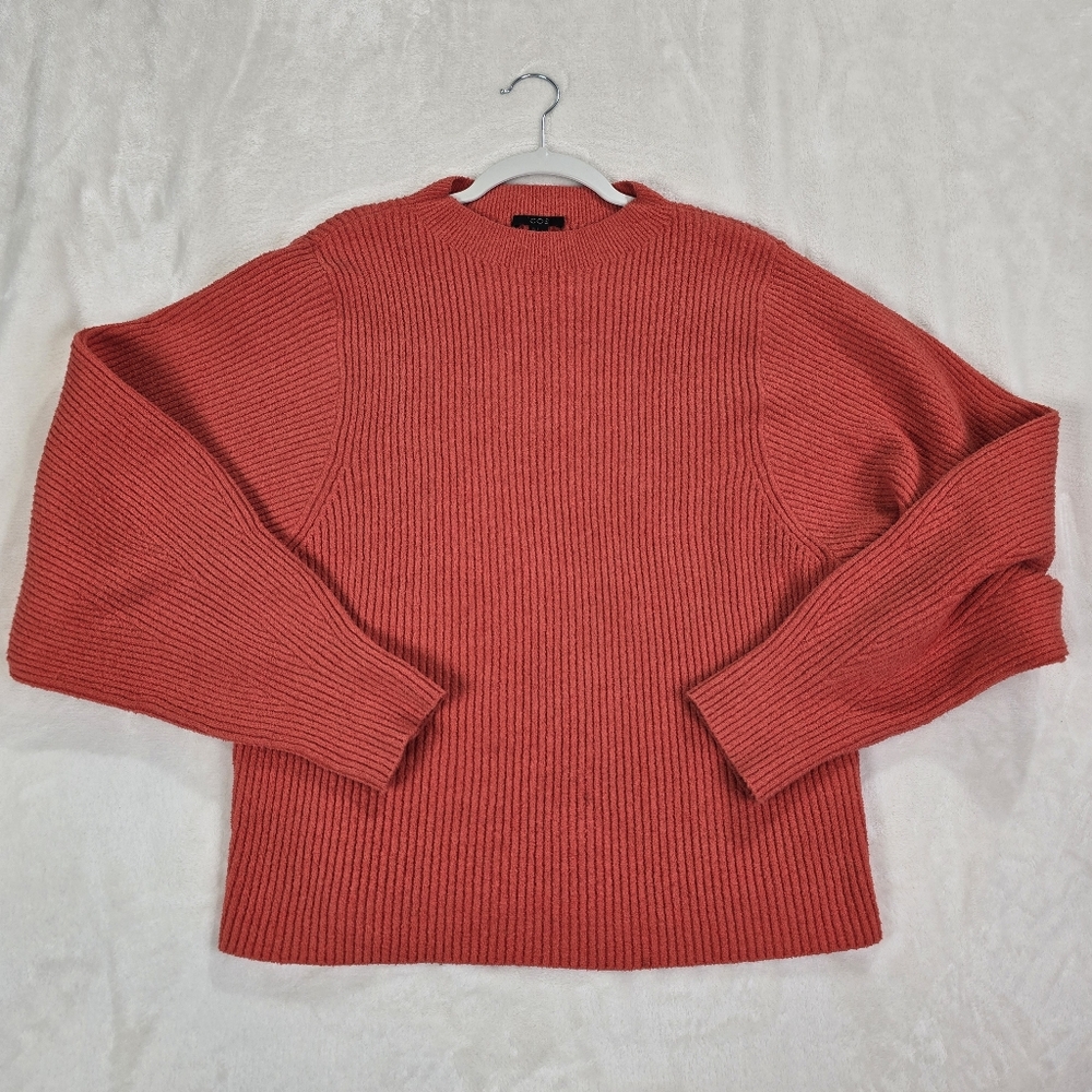 COS Orange Ribbed Knit Sweater Cotton Blend S
